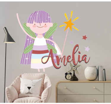 Smiling fairy princess personalized sticker - TenStickers