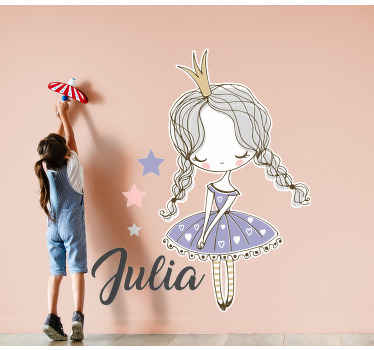 Vinilo personalizable Princesa con dos trenzas - TenVinilo