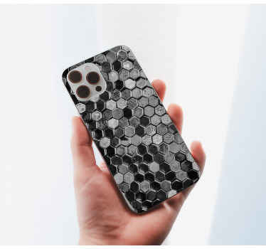 검은색 오각형 무늬 아이폰 스티커 - TenStickers