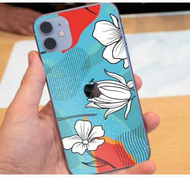 Sticker iPhone Coral blanco y azul - TenVinilo