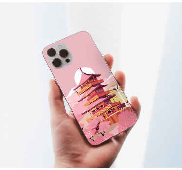 Sticker iPhone Paisaje japonés rosa - TenVinilo