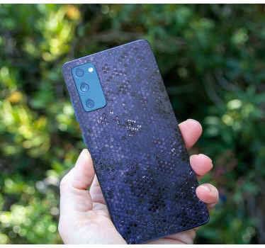 Blue 3D hexagons Samsung sticker - TenStickers