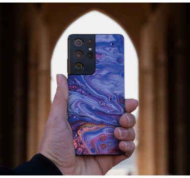 Sticker para Samsung Fuego azul y naranja - TenVinilo