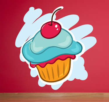 Kirsche Cupcake Aufkleber - TenStickers