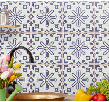 Aranyos kék és fehér cement cserép mintás matrica - TenStickers