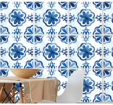 Cvetlični cementni ploščice vzorci stenska nalepka - TenStickers