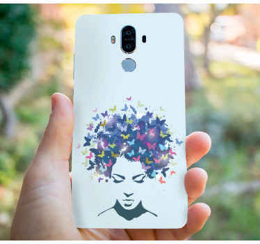 Nice woman with butterflies Huawei decal - TenStickers