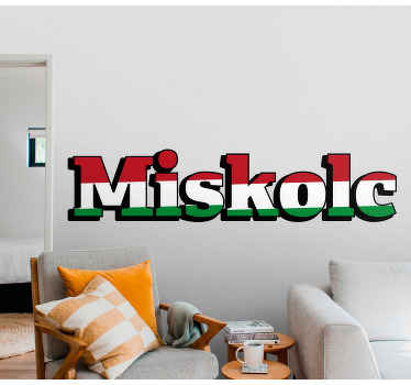 Miskolci név és lobogó szerinti ország matrica - TenStickers