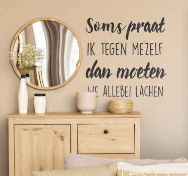 Muurstickers woonkamer tekst soms praat ik tegen mezelf - TenStickers
