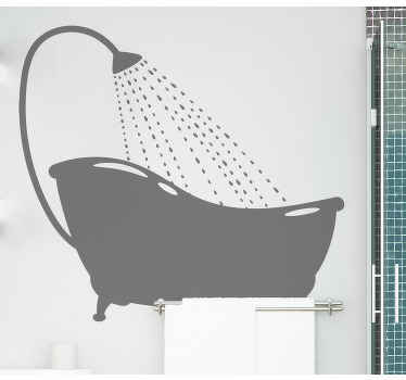 Badekar med dusj silhuett bad klistremerke - Tenstickers