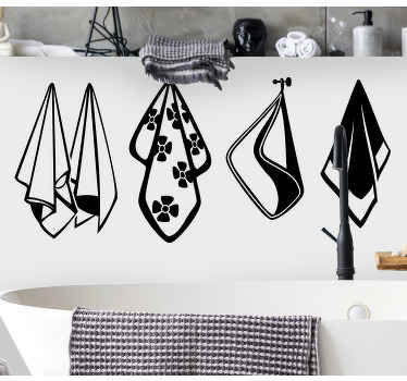 ensfarget håndklær sett ikoner bad klistremerke - Tenstickers