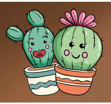 Vinilo habitación infantil Amigos cactus felices - TenVinilo