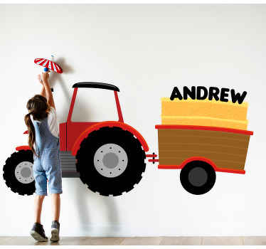Personalisierter Aufkleber Bunter traktor und name - TenStickers