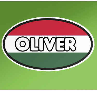 Névvel ellátott magyar zászló testreszabható matrica - TenStickers