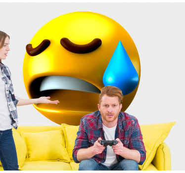 Sad emoji design wall sticker - TenStickers