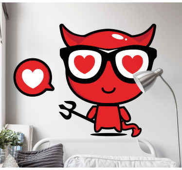 Sticker Mural Conception d'emoji maléfique rouge - TenStickers