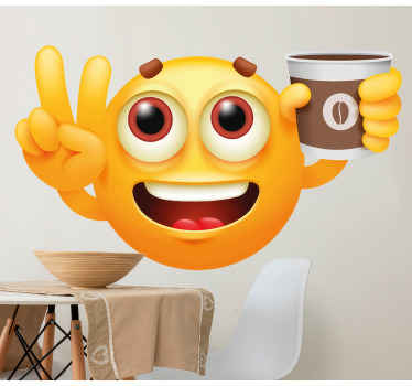 Emoji drinking coffee wall sticker - TenStickers