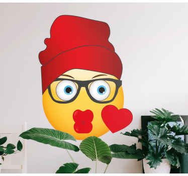 Cute lady emoji design wall sticker - TenStickers