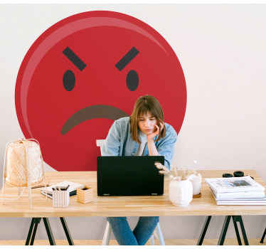 Red angry emoji face wall sticker - TenStickers