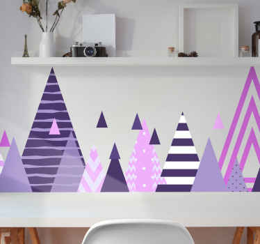 Aufkleber für die Wand Skandinavische berge lila - TenStickers