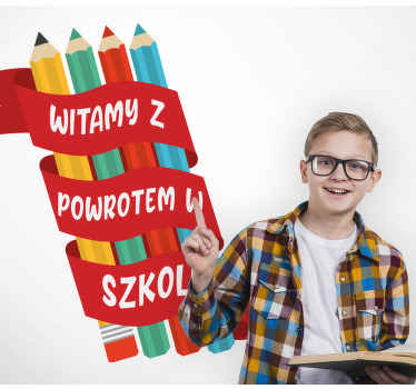 Naklejka na ścianę edukacyjne Witaj z powrotem kolorowe kredki - TenStickers