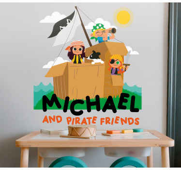 Vinilo habitación infantil Pirata y amigo - TenVinilo