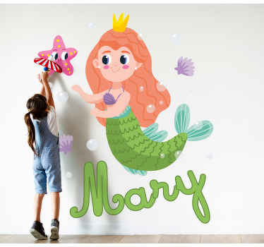 Sticker Illustration de sirène verte mignonne - TenStickers