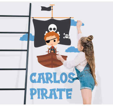 Kinderzimmer Wandtattoo Süße piratenillustration mit boot - TenStickers
