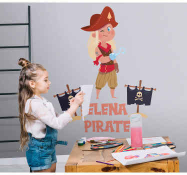 Pirate girl smiling children bedroom sticker - TenStickers