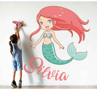 Little mermaid red hair children wall sticker - TenStickers