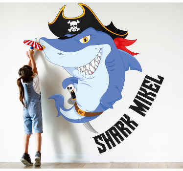 Sticker Chambre Enfant Illustration de requin pirate - TenStickers