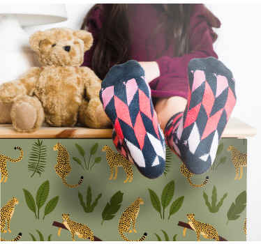 Klebefolie Möbel Florales dschungel-leoparden-design - TenStickers