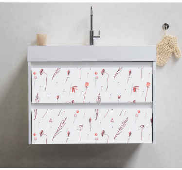 Adesivo mobile disegno acquerello foglia rosa - TenStickers