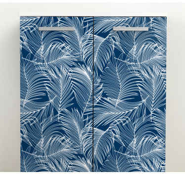 Klebefolie Möbel Blaue blätter mit weißem umriss - TenStickers