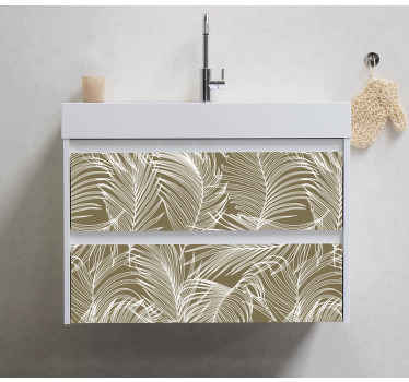 Ruskeat lehdet valkoisella ääriviivalla Huonekalutarrat - Tenstickers