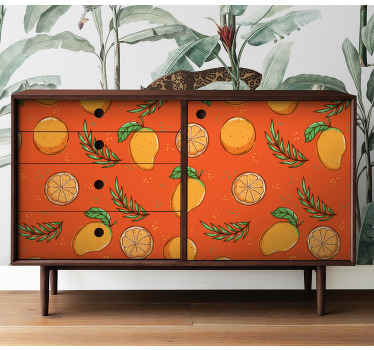Naklejka na meble Liście z pomarańczowymi owocami - TenStickers