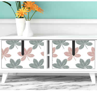Vinilo para mueble Acrílico de hojas rosadas y azules - TenVinilo