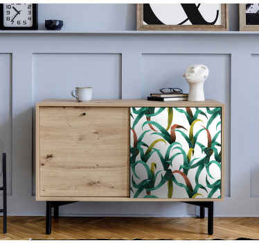 Vinilo para mueble Hermoso diseño de plantas tropicales - TenVinilo