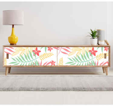 Vinilo para mueble Diseño de hojas de neón - TenVinilo