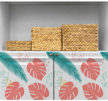 ροζ τροπικά φύλλα μοτίβο επίπλων - TenStickers