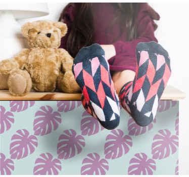 μπλε και ροζ φύλλα μοτίβα έπιπλα decal - TenStickers