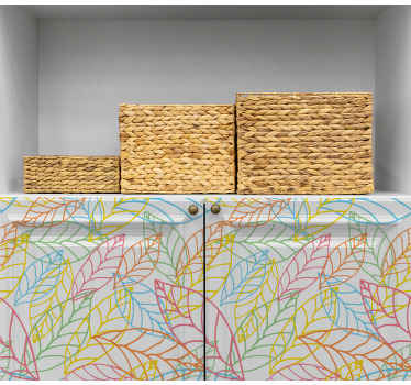 Vinilo para mueble Lindo diseño de hojas de neón de colores - TenVinilo