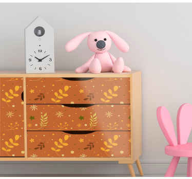 Oranssinväriset lehtien muotoilu Huonekalutarrat - Tenstickers