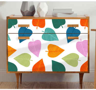 Alkuperäiset värikkäät lehtien kuviot Huonekalutarrat - Tenstickers