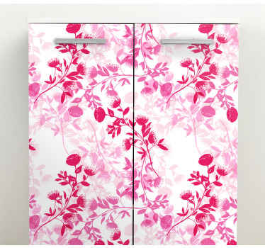 Sticker Meuble élégants motifs de feuilles roses - TenStickers