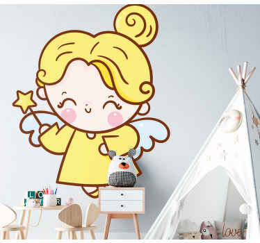 Vinilo cuento infantil Hermosa hada con vestido amarillo - TenVinilo