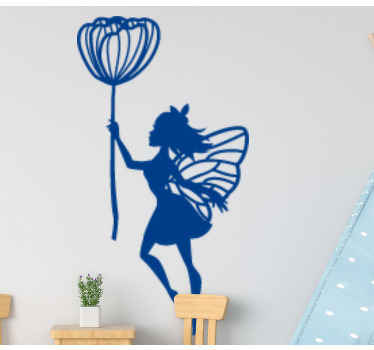 꽃 데칼과 귀여운 요정 실루엣 - TenStickers