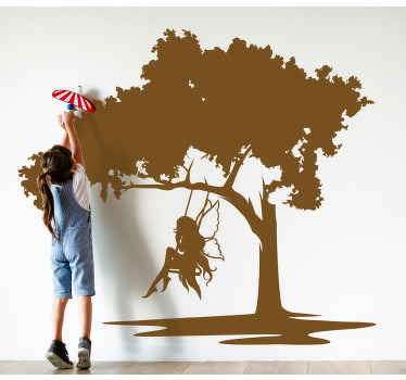 Vila na ljuljački silueta naljepnica bajke - TenStickers