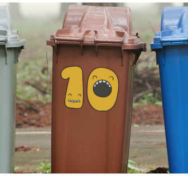 Mülltonnen Aufkleber Glückliche cartoon-zahlen - TenStickers