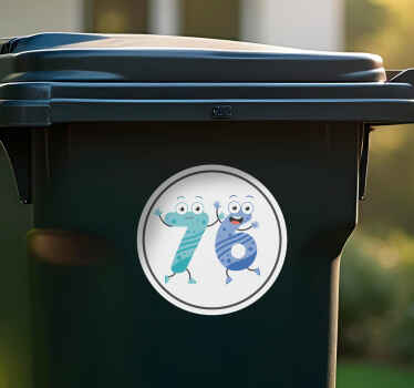 Mülltonnen Aufkleber Süße bunte cartoon-zahlen - TenStickers